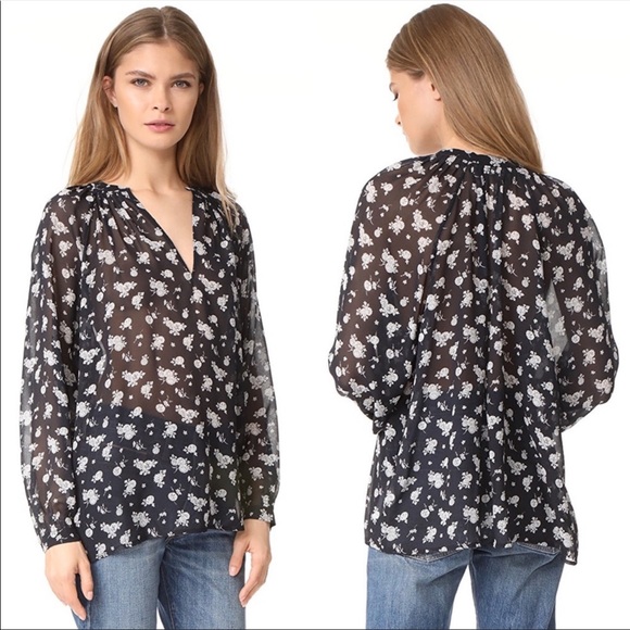 Vince Tops - 82. Vince Calico Floral Silk Blouse Size S